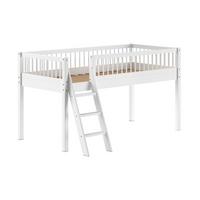 KINDERBETT 90x200 Keeley Buche Weiß Holz Leiter Komfort Stabil Modern - Weiß, Holz (90/200cm) - 58aufmkessel