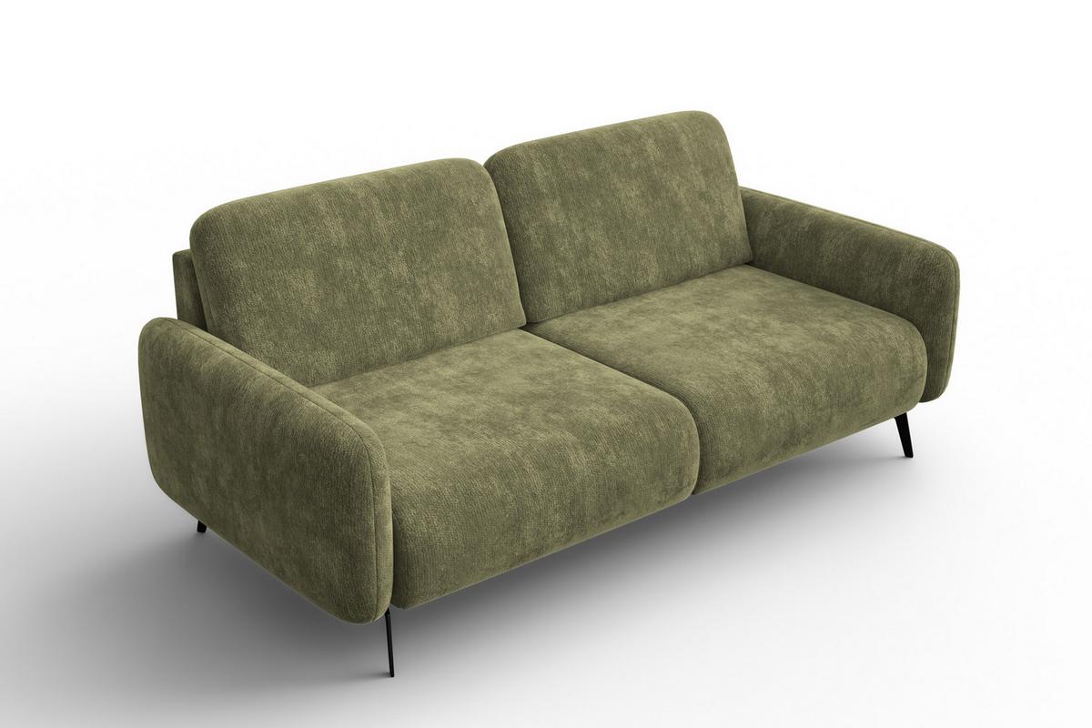 SOFA FEBE 3-Sitzer, olivgrüner Chenille-Stoff - Schwarz/Olivgrün, Holz/Textil (190/82/96cm) - Wozimo