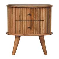NACHTTISCH Soba mit 2 Schubladen, Nordische Beine, Beige - Beige/Messingfarben, Mangoholz/Holz (48/50/35cm) - Artisan Furniture