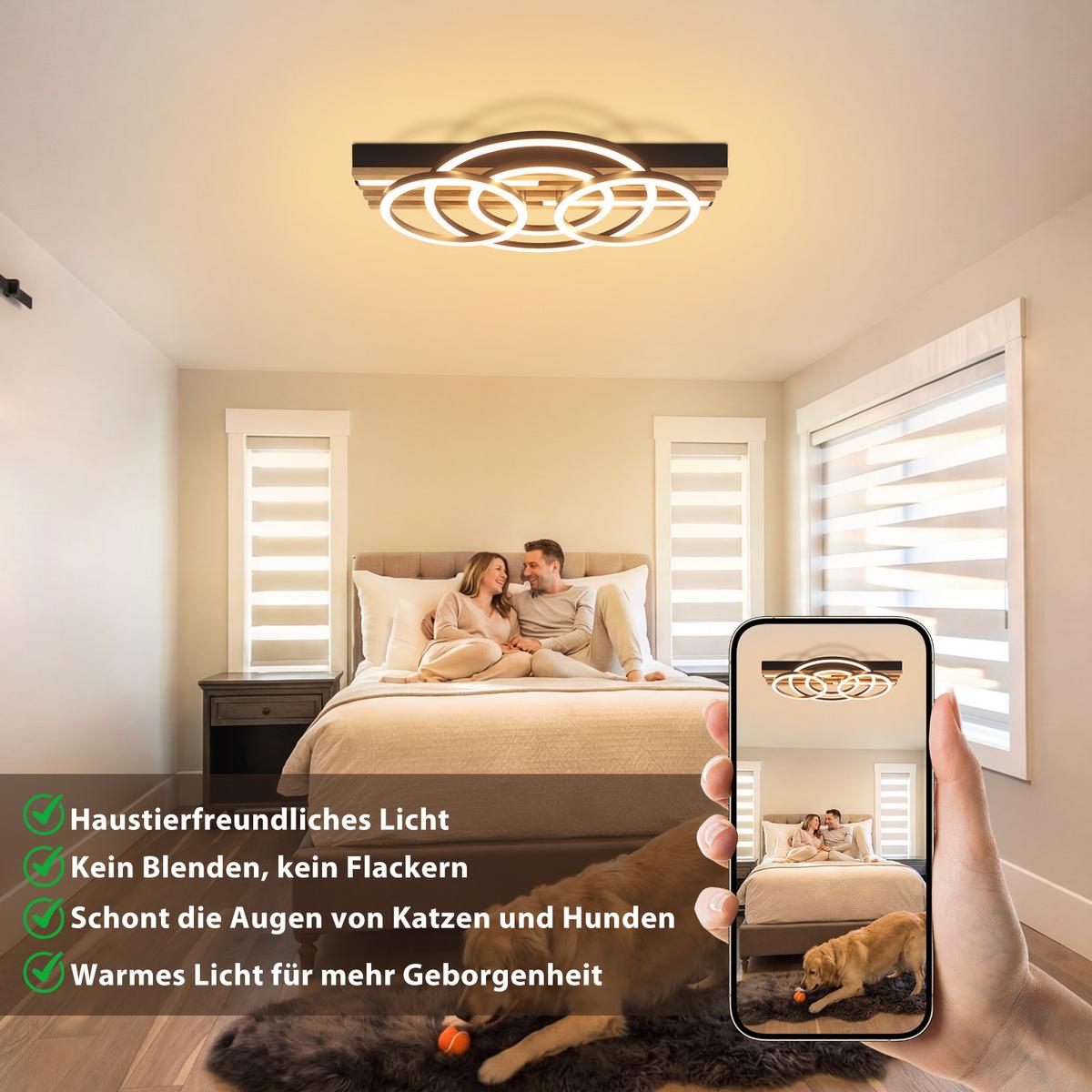LED DECKENLEUCHTE Trisal 50/32/10.3 cm - Schwarz, Holz/Metall (50/32/10.3cm) - ZMH