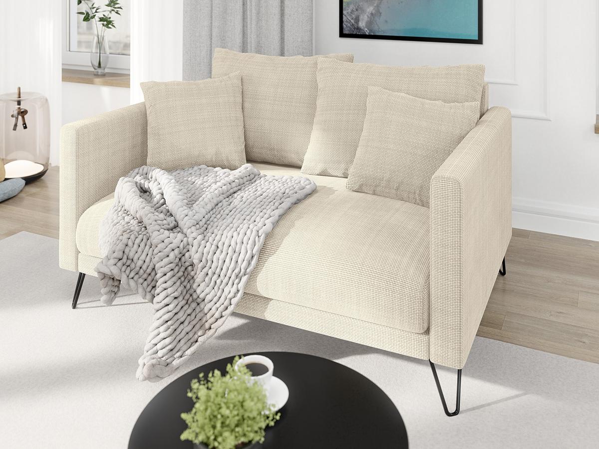2-SITZER-SOFA Harmony Beige Chenille - Beige/Schwarz, Holz/Textil (140/85/100cm) - S-Style Möbel