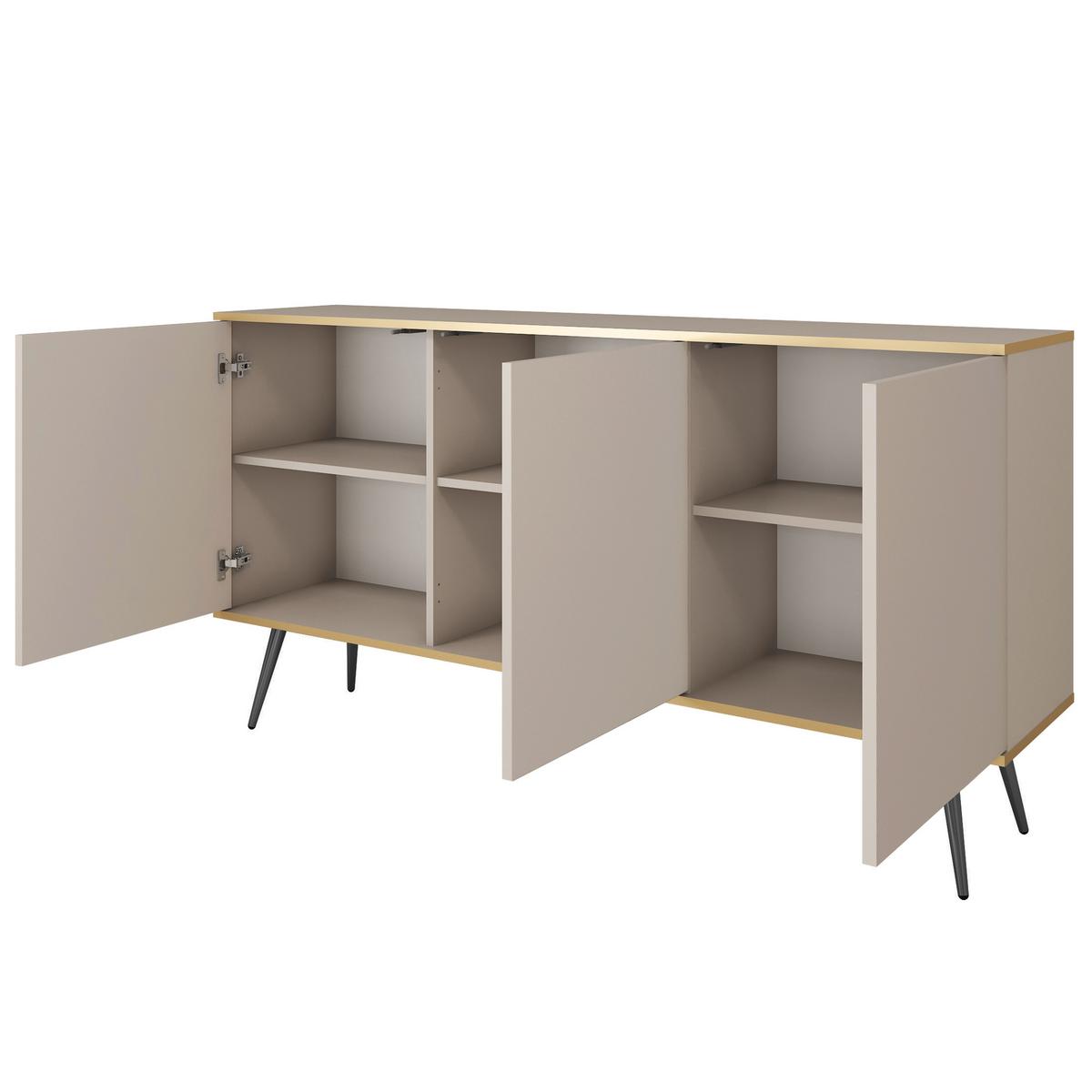SIDEBOARD VENEZIA 160/85/39cm 3 Türen Schwarz - Schwarz, Holzwerkstoff (160/85/39cm) - MASSENO