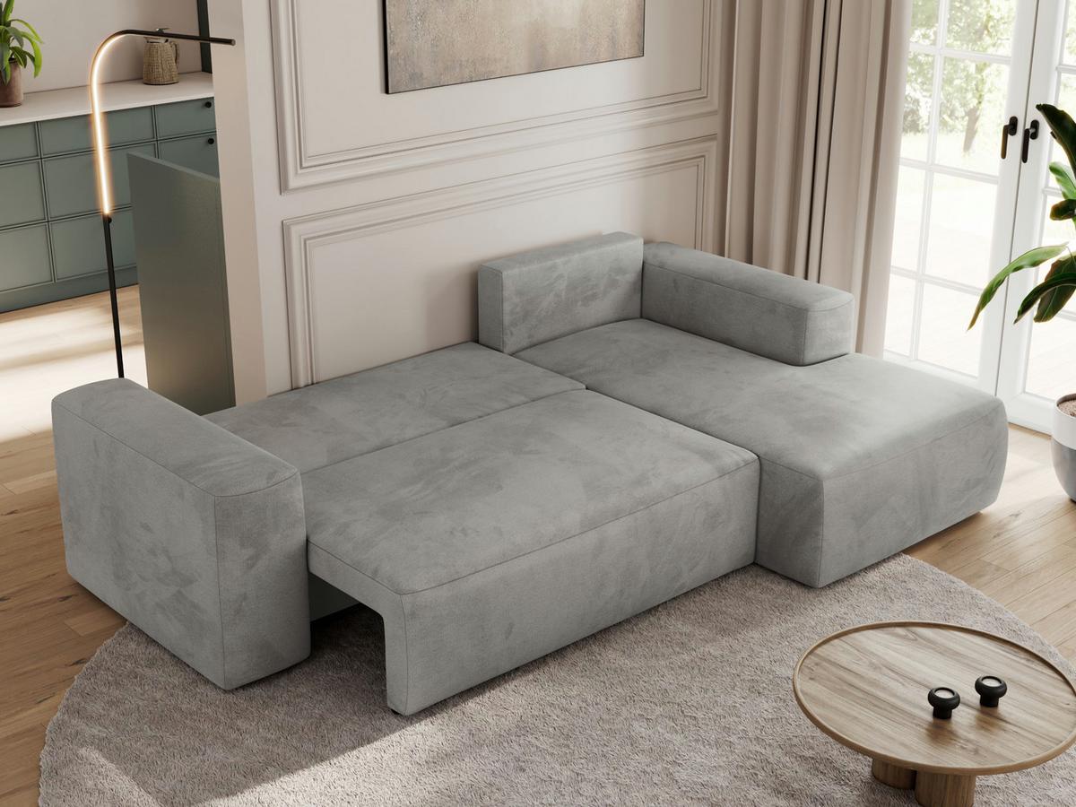 ECKSOFA TRENTINO L Hellgrau Velvet - Rechts - Hellgrau/Schwarz, Kunststoff/Textil (164/266cm) - MKS