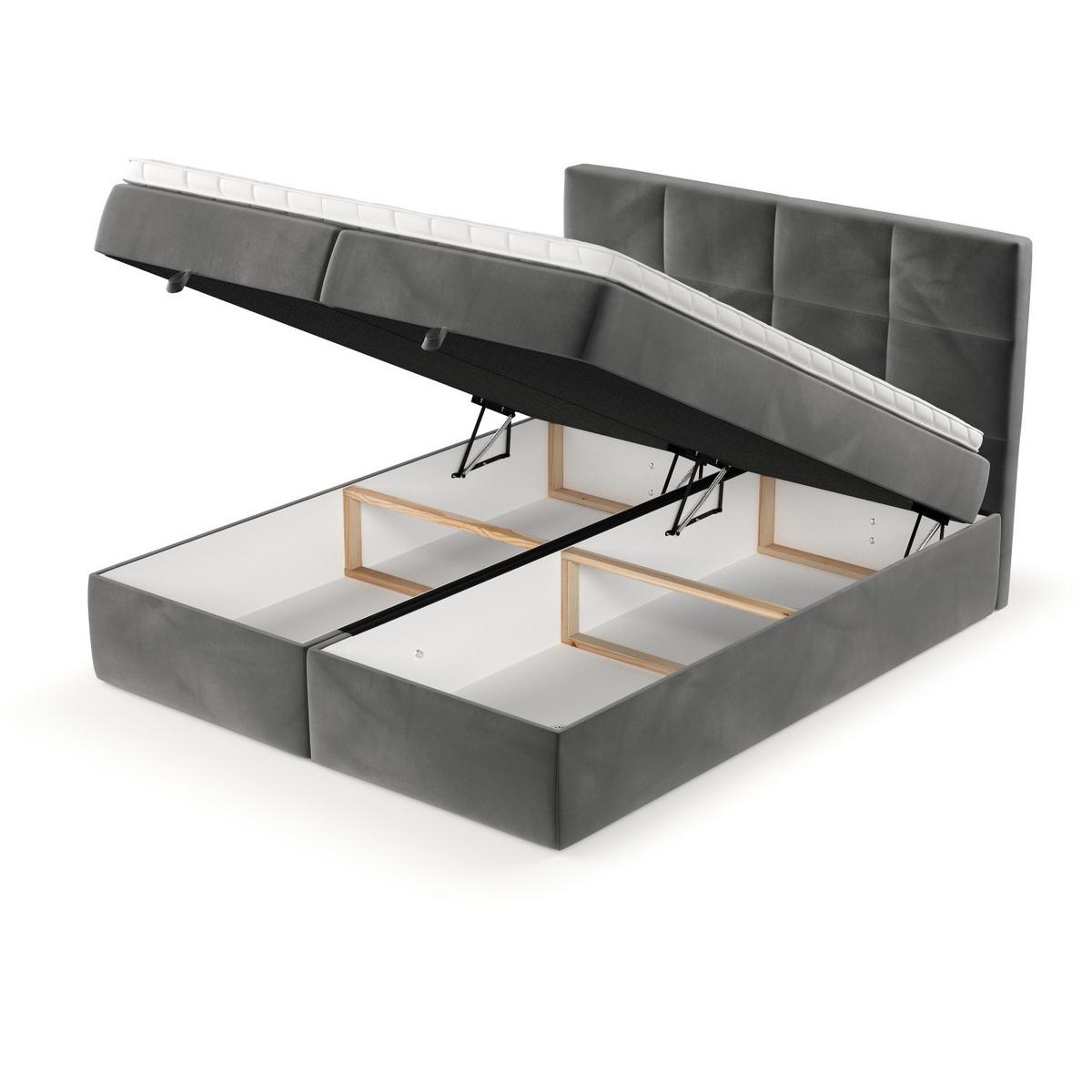 BOXBETT Velto 140/200 cm Grau im Kronos Stoff - Schwarz/Grau, Holz/Holzwerkstoff (140/200cm) - AltaBeds