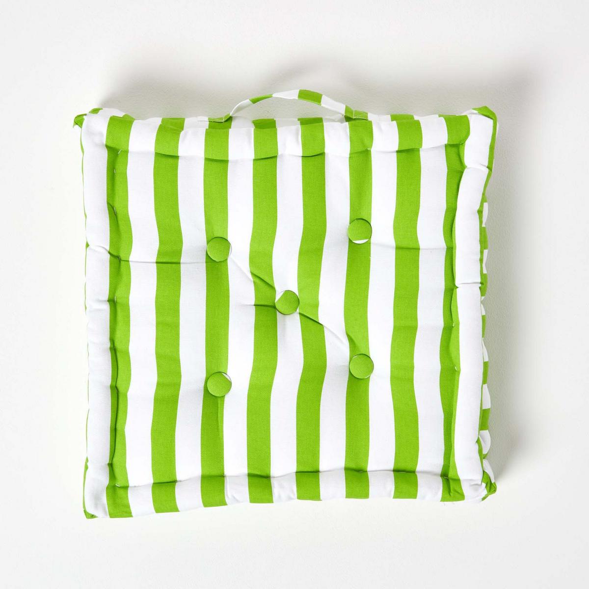 SITZKISSEN grün-weiß gestreift 50/50/10 cm - Grün, Textil (50/50/10cm) - Homescapes