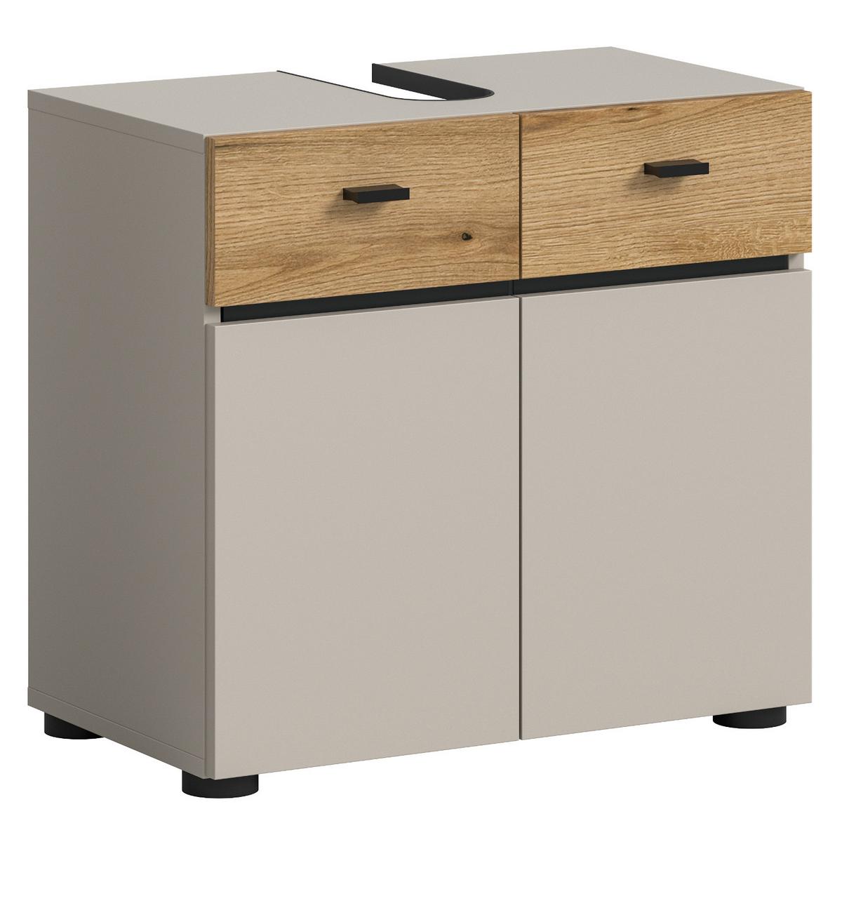 WASCHBECKENUNTERSCHRANK Kaschmir, Eiche Evoke 60 cm, Badschrank 2-türig - Kaschmir/Eichefarben, Holzwerkstoff/Kunststoff (60/56/35cm) - Inn.Furn