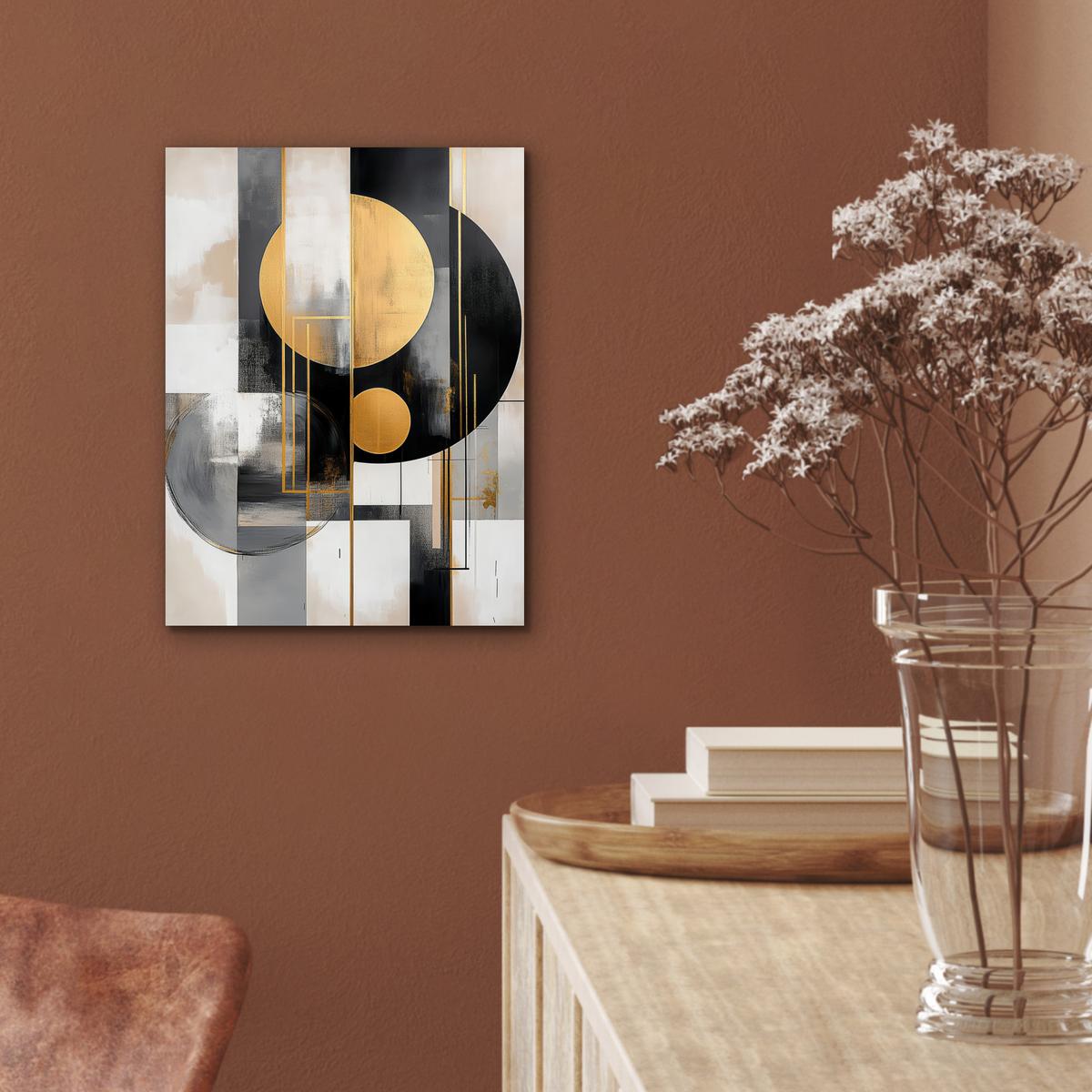 METALLBILD Abstrakt - Gold - Silber - Formen - Ästhetisch - Modern 30x40 cm - Goldfarben, Metall (30/40cm) - MuchoWow