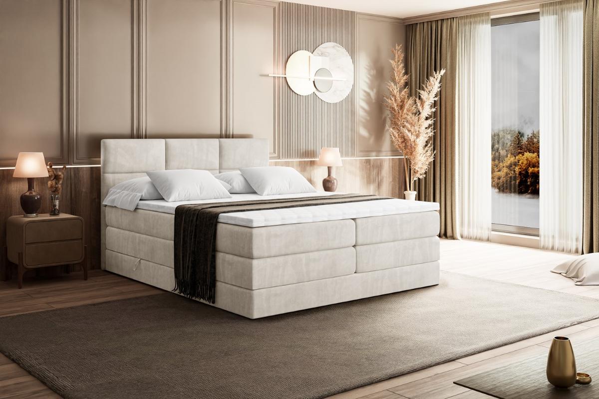 BOXSPRINGBETT OHIO KING - 140x200 - H3/H4 - Creme - Creme, Holzwerkstoff (140/200cm) - ALTDECOR