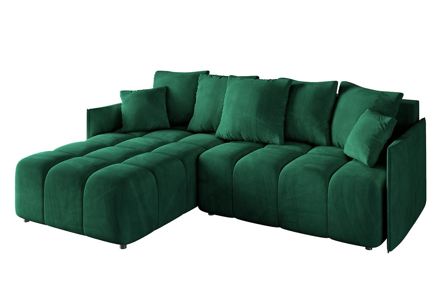 ECKSOFA Ottomane links LONLI-L 251x189x68 Dunkelgrün Velours - Dunkelgrün, Holzwerkstoff/Kunststoff (251/189cm) - ALTDECOR
