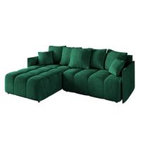 ECKSOFA Ottomane links LONLI-L 251x189x68 Dunkelgrün Velours - Dunkelgrün, Holzwerkstoff/Kunststoff (251/189cm) - ALTDECOR