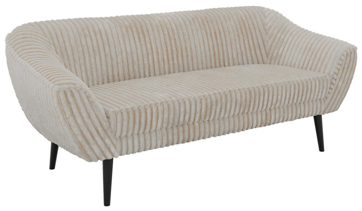 3-SITZER-SOFA PIRS - Beige Cord - Schwarze Beine - Beige/Creme, Holzwerkstoff/Textil (180/75/74cm) - MKS