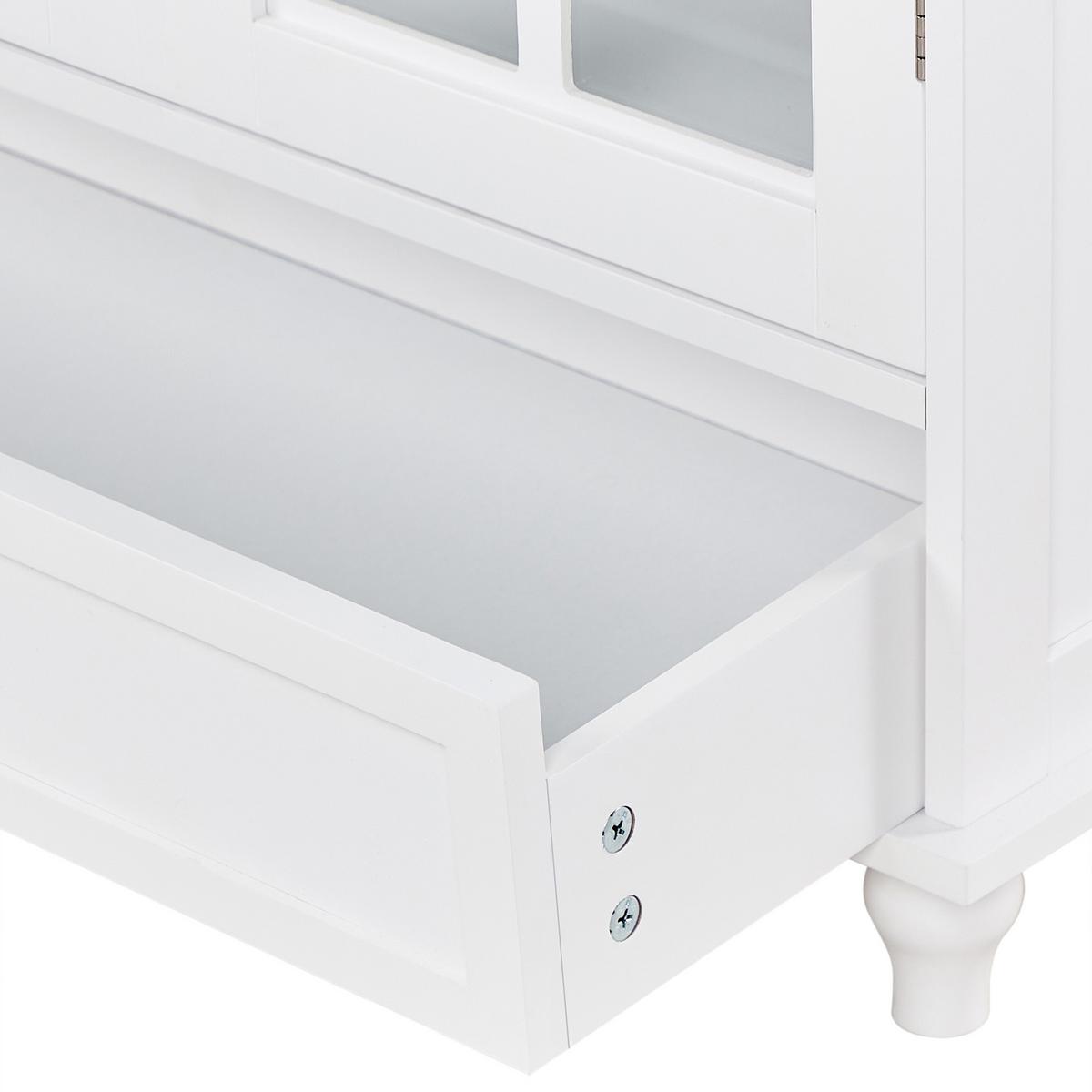 SIDEBOARD mit Glastüren 71 cm Weiß Carlet - Weiß, Holzwerkstoff (71/93/38cm) - Beliani