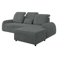 ECKSCHLAFSOFA Soreno, Seite: Rechts - Graphitfarben/Schwarz, Holz/Kunststoff (176/255cm) - MIRJAN24