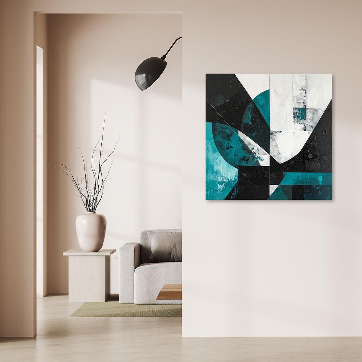 LEINWANDBILD 3D und geometrisch 60x60cm - Türkis, Textil (60/60cm) - Feeby