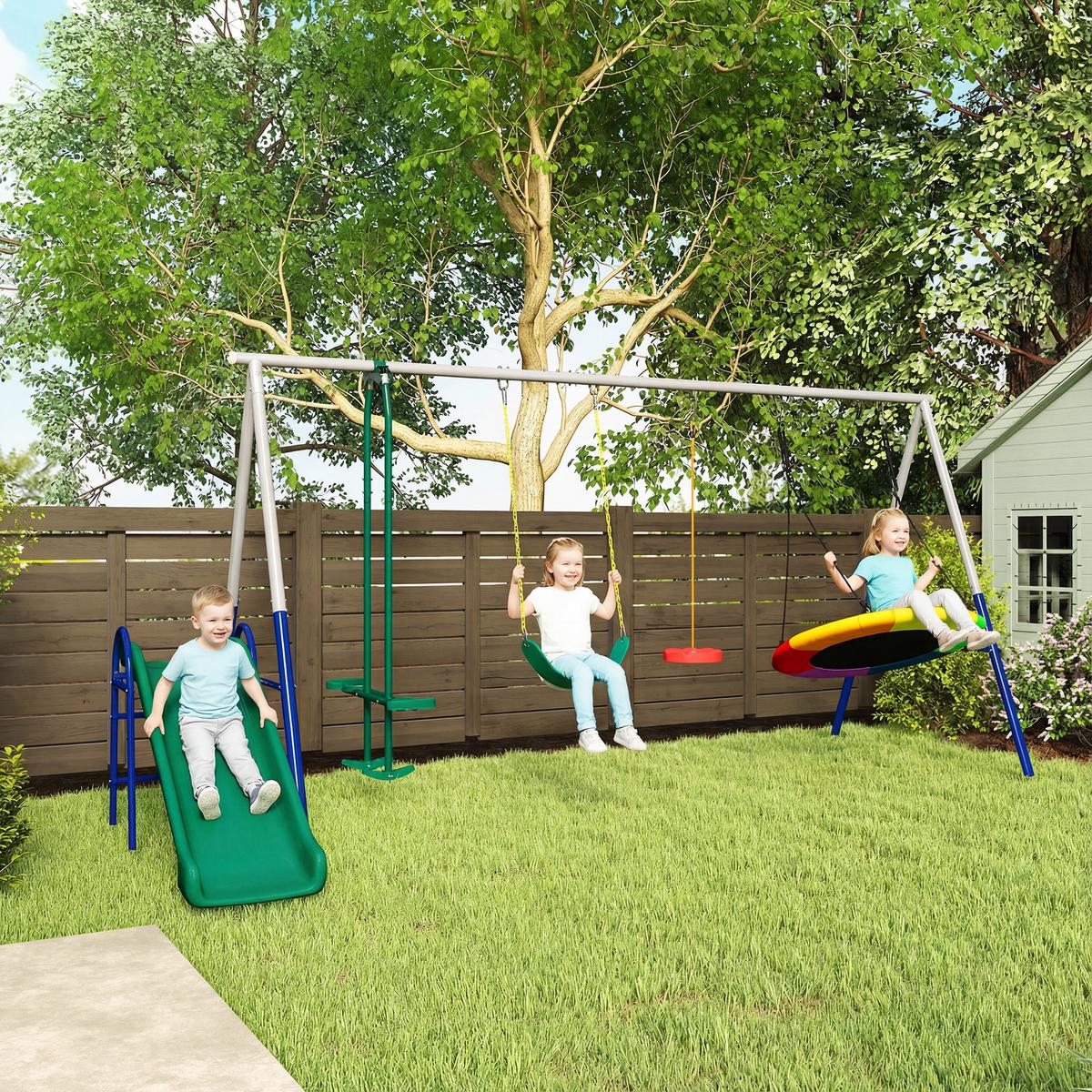 SCHAUKELGESTELL Stahl HDPE Mehrfarbig - Multicolor, Metall (196/203/382cm) - AIYAPLAY