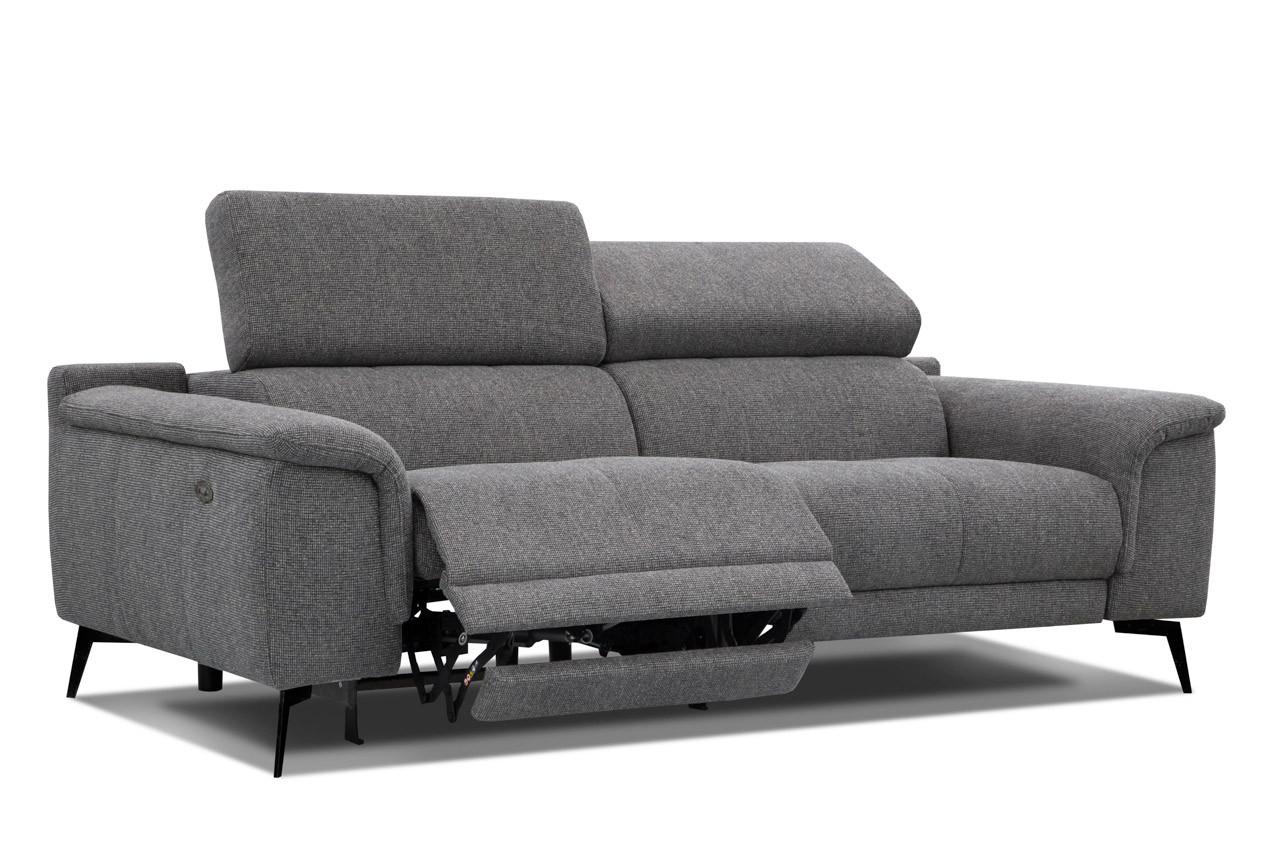 RELAXSOFA FIERO 3-Sitzer mit 1 Relaxfunktion, dunkelgrau - Dunkelgrau/Schwarz, Holzwerkstoff/Textil (212/82/103cm) - Wozimo