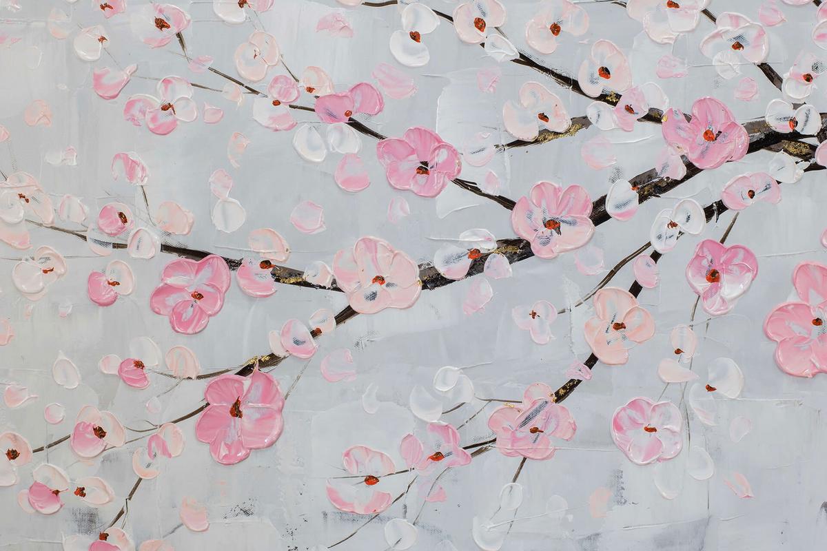 ACRYLBILD HANDGEMALT 120/60 cm - Pink/Grau, Holz/Textil (120/60cm) - KUNSTLOFT