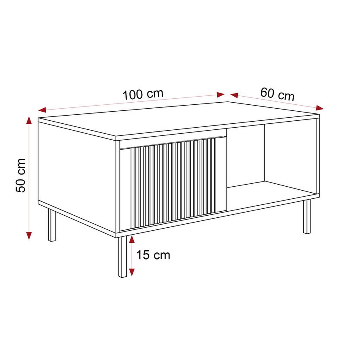 COUCHTISCH LIRA 100/60/50 cm Rechteckig, Sandbeige - Beige/Schwarz, Holzwerkstoff/Metall (60/100/50cm) - Idohome