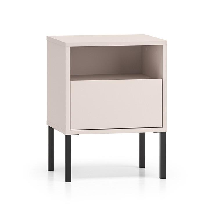 NACHTTISCH Paige Kaschmir und Schwarz - Beige, Holzwerkstoff (40/53/34cm) - Petits-meubles