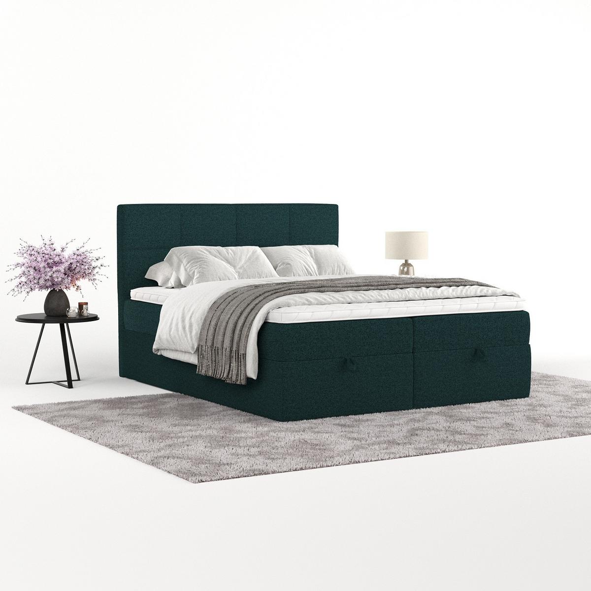 BOXBETT Velto 180/200 cm Grün im Riva Stoff - Schwarz/Grün, Holz/Holzwerkstoff (180/200cm) - AltaBeds