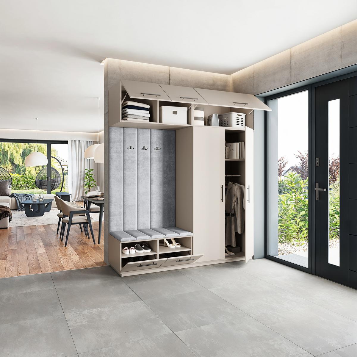 GARDEROBENSCHRANK REMA 200/240/60 cm Modern Kaschmir - Kaschmir/Hellgrau, Holzwerkstoff (200/240/60cm) - MASSENO
