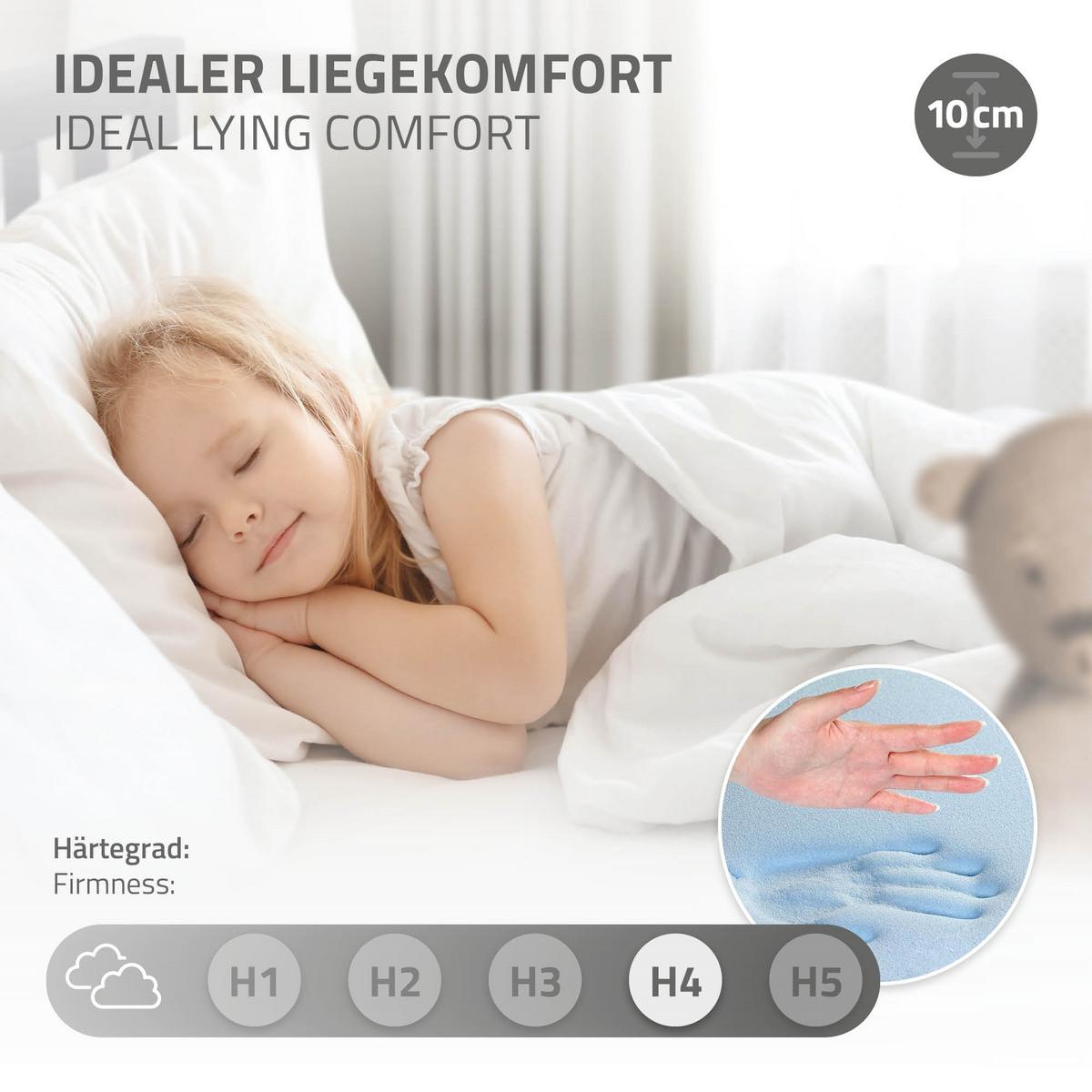 HOLZBETT 90x200 cm Hellgrau Kiefernholz mit Lattenrost und Matratze H10cm - Hellgrau, Holz (90/200cm) - ML-DESIGN