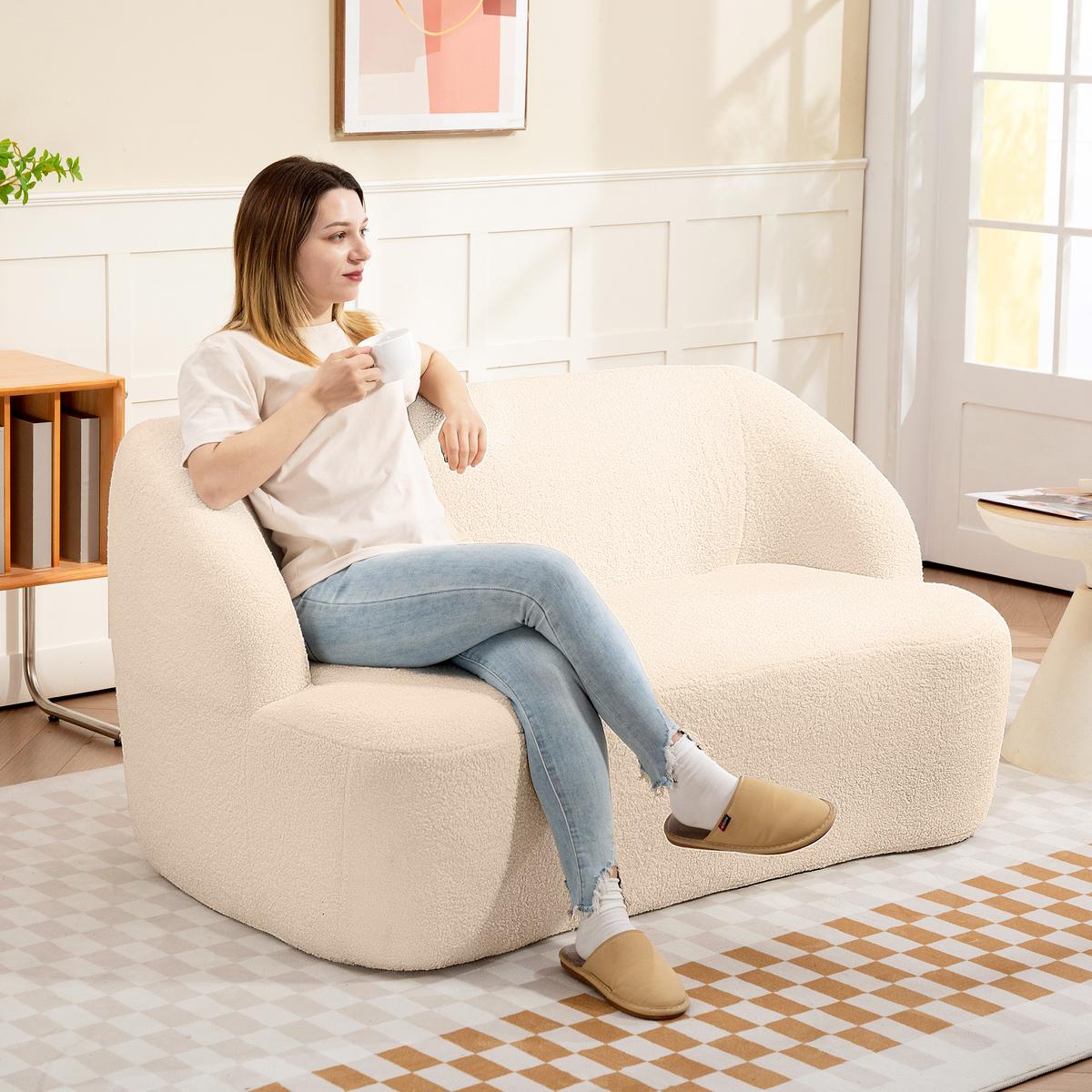 SOFA Nythven 142/85/74cm - Beige, Textil (85/74/142cm) - ZMH