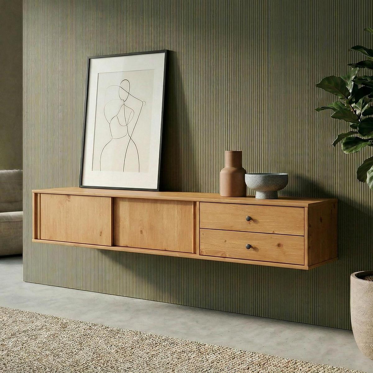 LOWBOARD SIMONA Eiche - Eichefarben, Holz (175/31/34cm) - IDIMEX