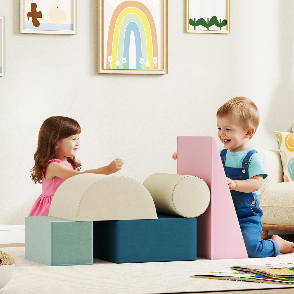 SCHAUMSTOFF-BAUSTEINE für Kinder 5er Set Samtoptik - Multicolor, Textil (40.6/61cm) - AIYAPLAY