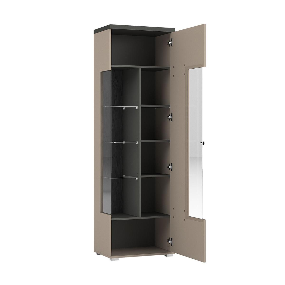 VITRINE Opio Taupe und Anthrazit - Beige, Holzwerkstoff (55/179.6/35.5cm) - Petits-meubles