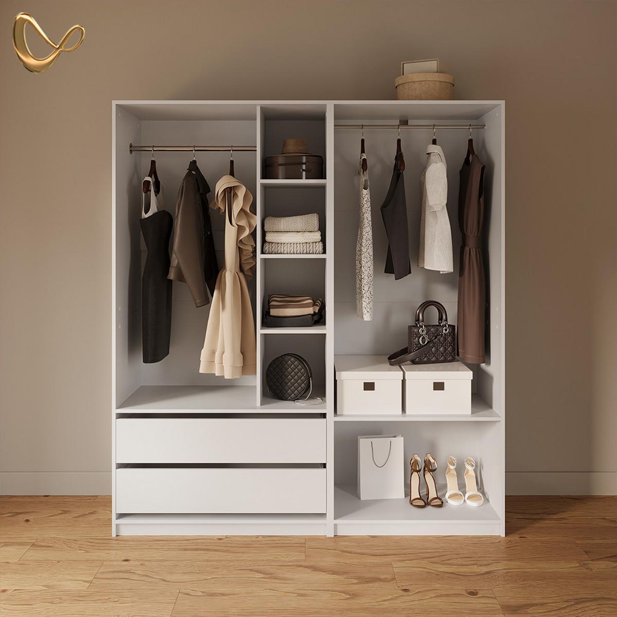KLEIDERSCHRANK Trento Weiß 2er Set - Weiß, Holzwerkstoff (100/200/50cm) - Livinity®
