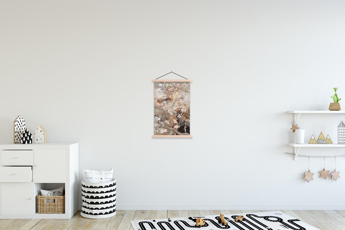 POSTER MIT MAGNETLEISTEN Mandelblüte - Kunst - Van Gogh - Beige - Abstrakt Deko Wohnzimmer 40x60 cm - Braun, Textil (40/60/0.15cm) - MuchoWow