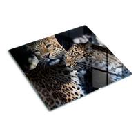 GLASPLATTE 60x52 cm Zwei Leoparden - Cappuccino, Glas (60/52cm) - TULUP