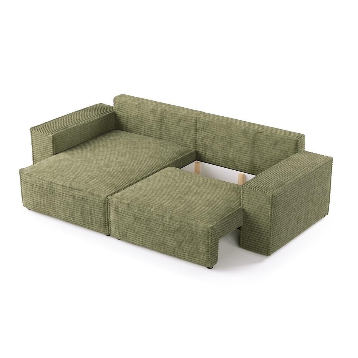 ECKSOFA CAVO mit Schlaffunktion Grün im Tilia Stoff - Schwarz/Grün, Holz/Holzwerkstoff (255/148cm) - AltaBeds