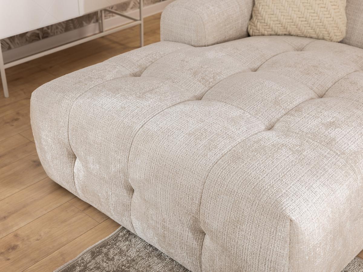 ECKSOFA mit Ottomane links, raffinierten Steppungen, Wellenunterfederung, B234/T161/H79 cm, Chenille-Bezug in Beige / 21036 - Beige/Schwarz, Kunststoff/Textil (234/79/161cm) - luma-home