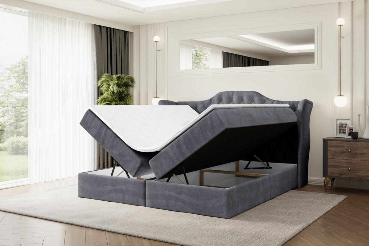 BOXBETT mit Matratze H3 und Lattenrost - VILA - 140x200 cm Dunkelgrau - Dunkelgrau, Holzwerkstoff (140/200cm) - ALTDECOR