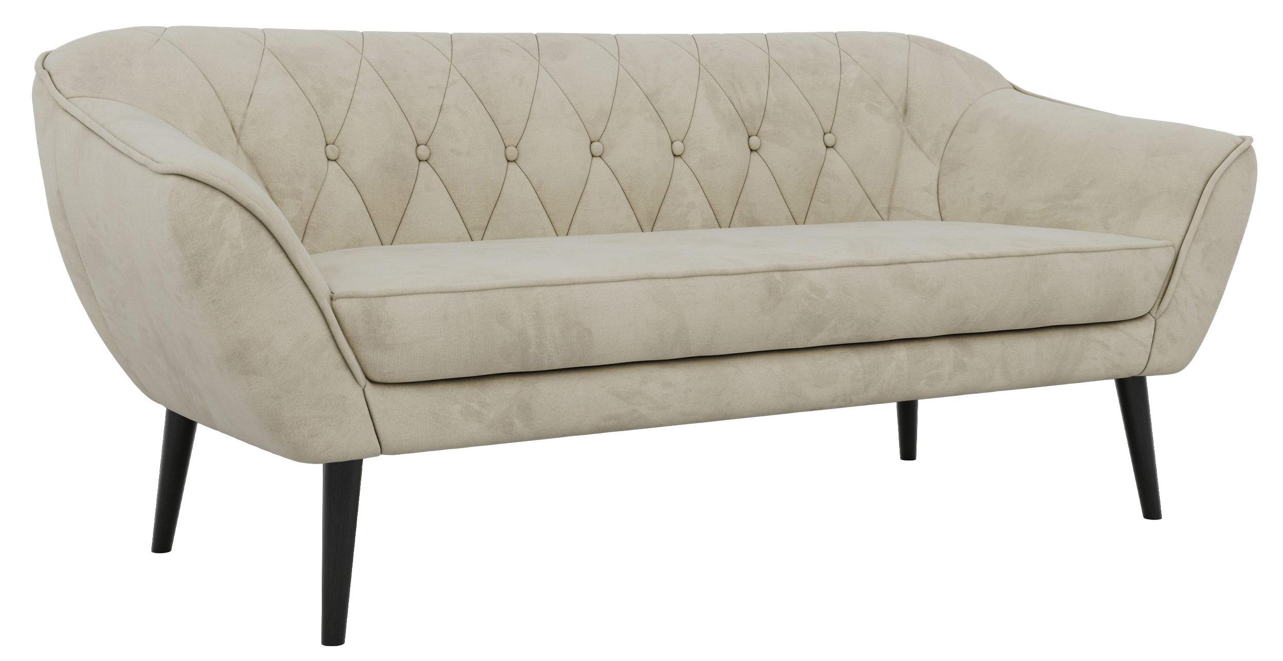 3-SITZER-SOFA PIRS - Beige Velvet - Schwarze Beine - Beige/Schwarz, Holzwerkstoff/Textil (180/75/74cm) - MKS