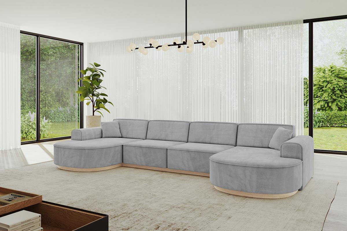 WOHNLANDSCHAFT MARI-U2-v1 - 388x171x83 cm Grau Velours - Grau, Holzwerkstoff/Textil (388/83/171cm) - ALTDECOR
