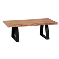 COUCHTISCH Massivholz Akazie Baumstamm 115x40x60cm Landhausstil - Schwarz/Akaziefarben, Holz/Metall (115/60/40cm) - KADIMA DESIGN