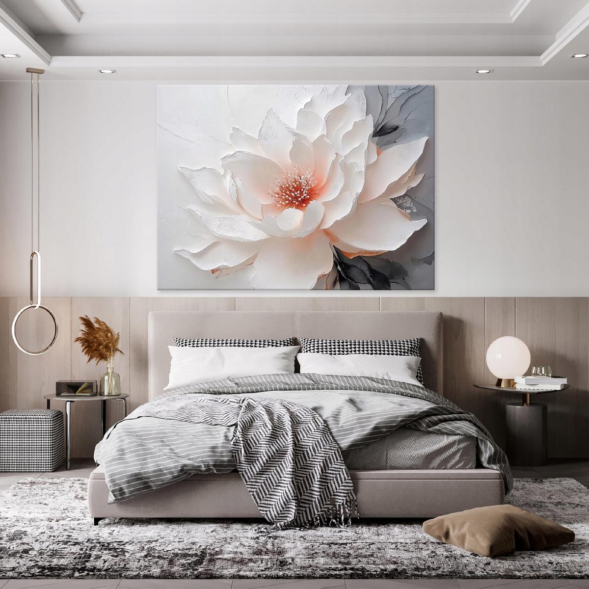 BILDER Abstrakt Blumen Schwarz Grau Wohnzimmer 120x80 - Multicolor, Holzwerkstoff (120/80cm) - Wallarena