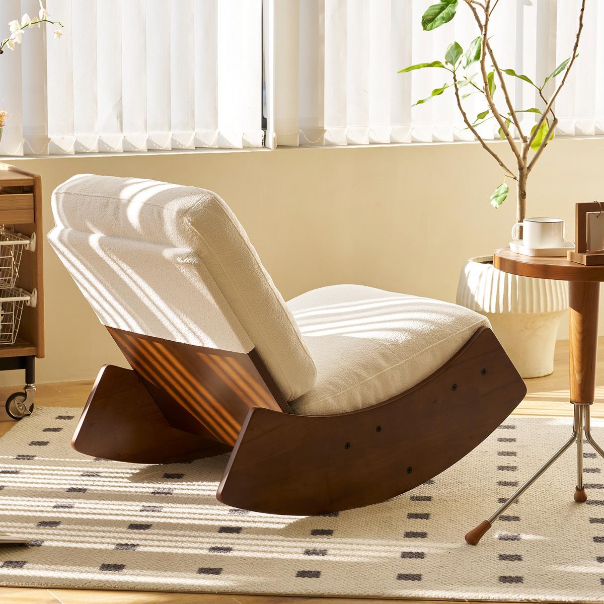 SCHAUKELSTUHL Massivholz Cord-Stoff Ergonomisch Relaxsessel - Weiß, Textil (90/71.9/61.5cm) - Urban Meuble