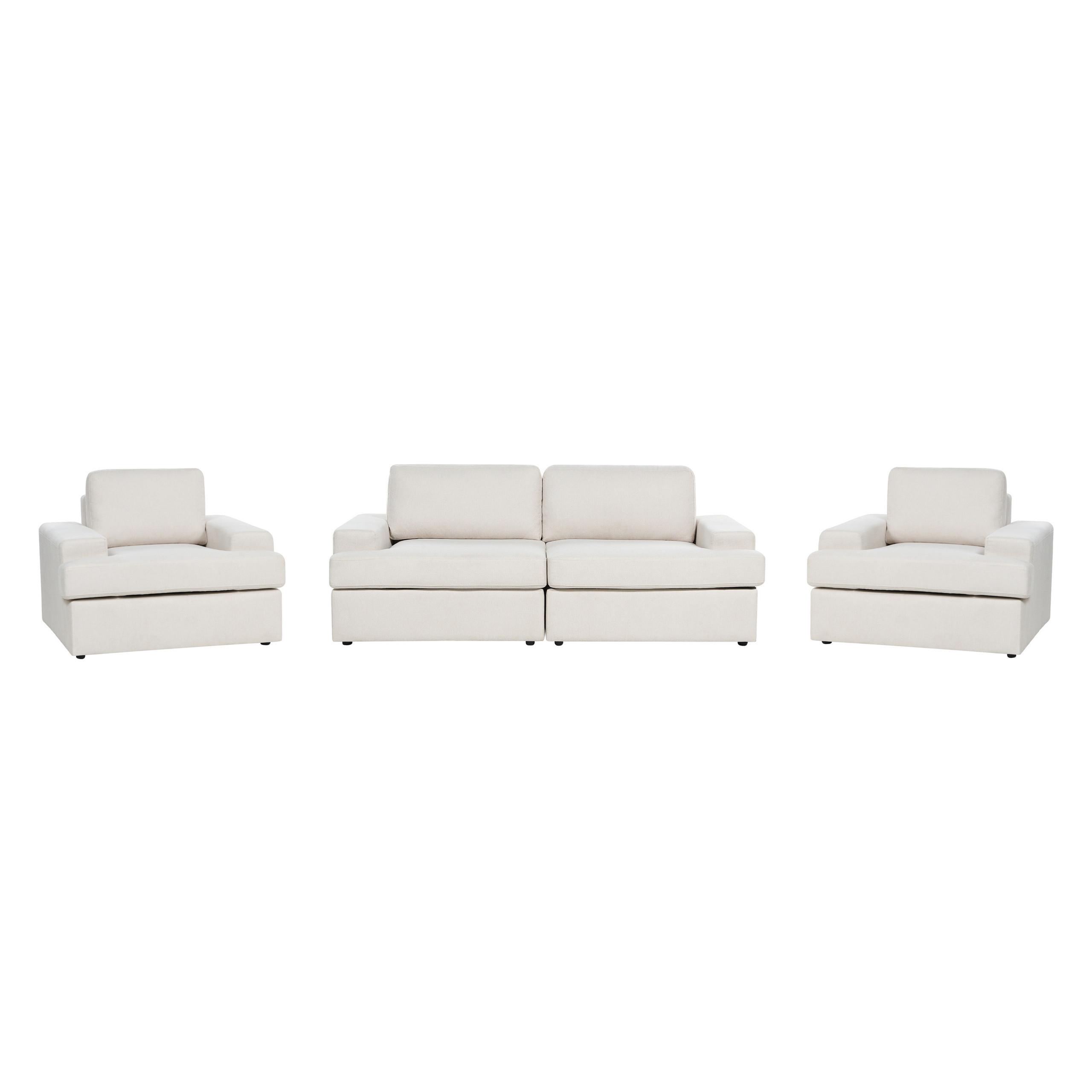 SOFA-SET 5-sitzer hellbeige Alla - Beige, Textil (112/112/208cm) - Beliani