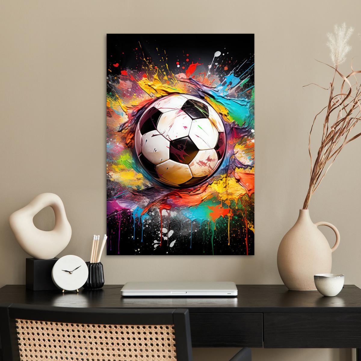 POSTER Fußball - Farbe - Farben - Schwarz - Weiß Wanddeko 40x60 cm - Weiß, Papier (40/60/0.1cm) - MuchoWow