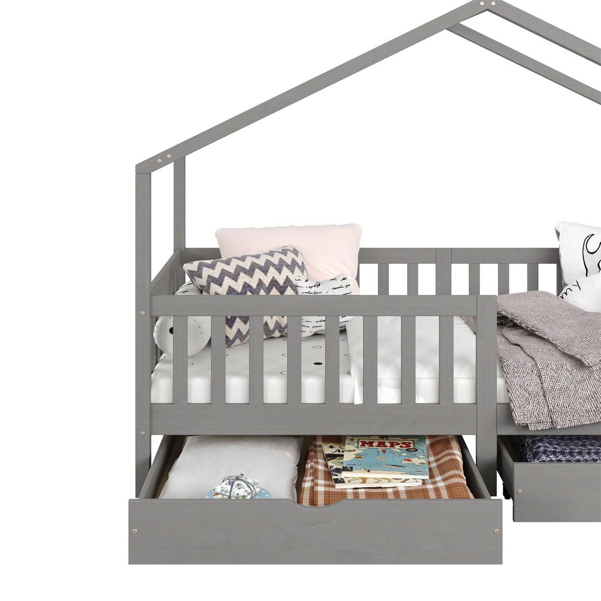 HAUSBETT ELEA 90x200 cm grau - Grau, Holz (96/148/206cm) - IDIMEX
