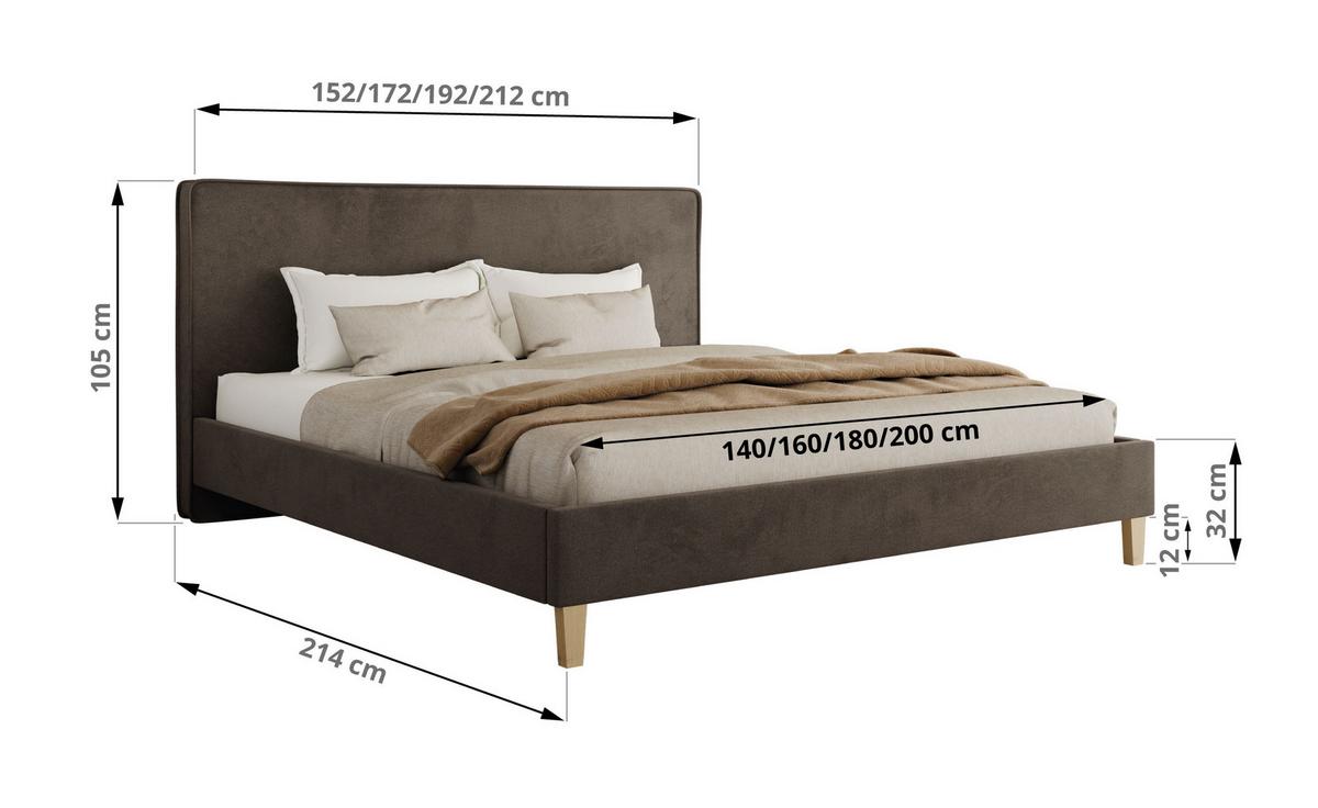 POLSTERBETT LUMARO CLASSIC 200/200 - Braun Velvet - Matratze Foam - Braun/Kernbuche, Holz/Textil (200/200cm) - MKS