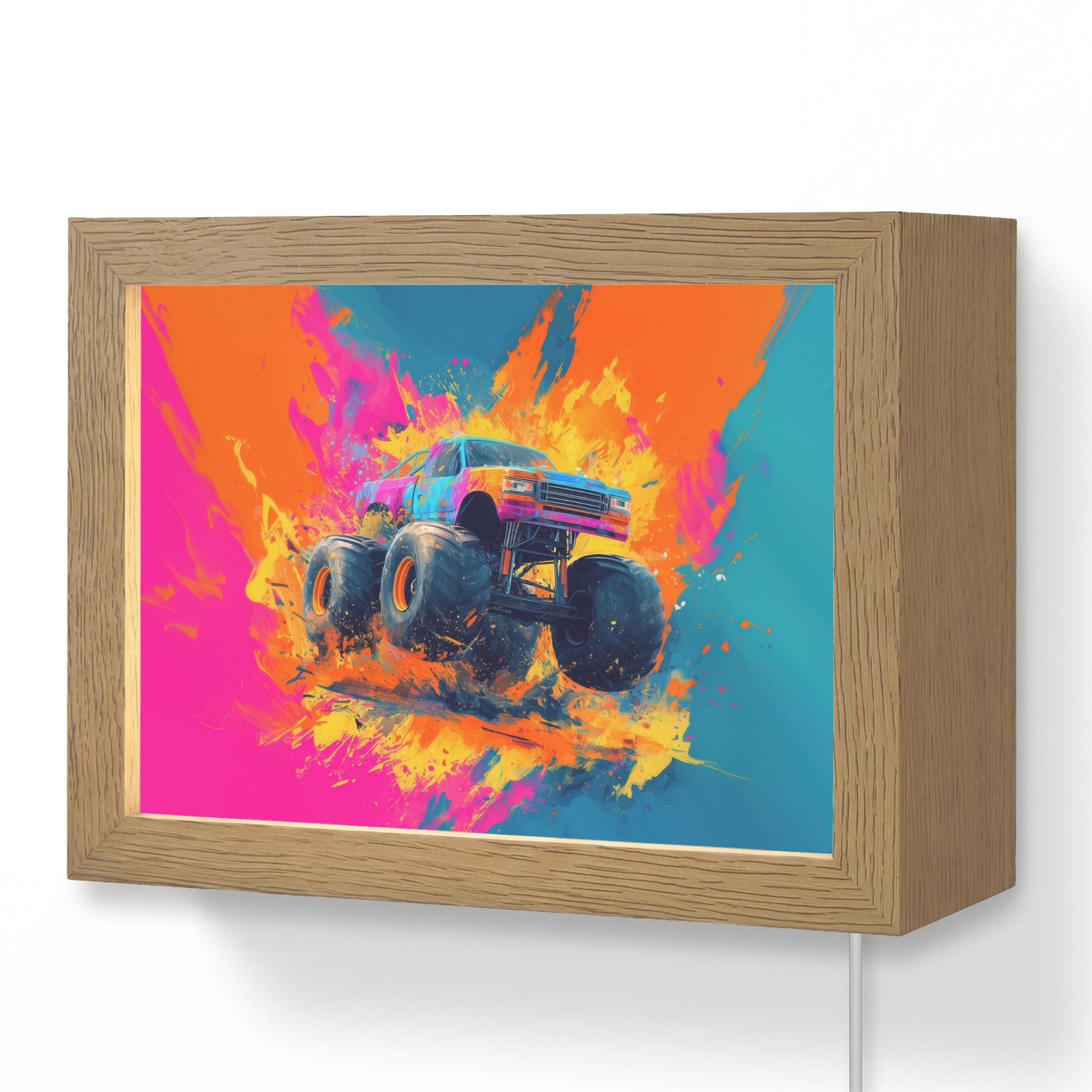 WANDLEUCHTE Monstertruck - Abstrakt - Farbspritzer - Farbenfroh 20x15 cm - Pink, Holzwerkstoff (20/15/8cm) - OnlyWow