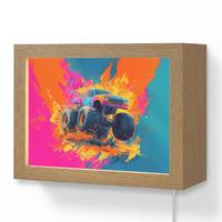 WANDLEUCHTE Monstertruck - Abstrakt - Farbspritzer - Farbenfroh 20x15 cm - Pink, Holzwerkstoff (20/15/8cm) - OnlyWow