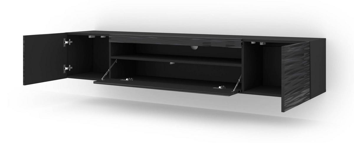 TV LOWBOARD Schwarz 200/42/37 - Anthrazit/Schwarz, Holzwerkstoff (200/42/37cm) - RAUMHIRSCH FURNITURE