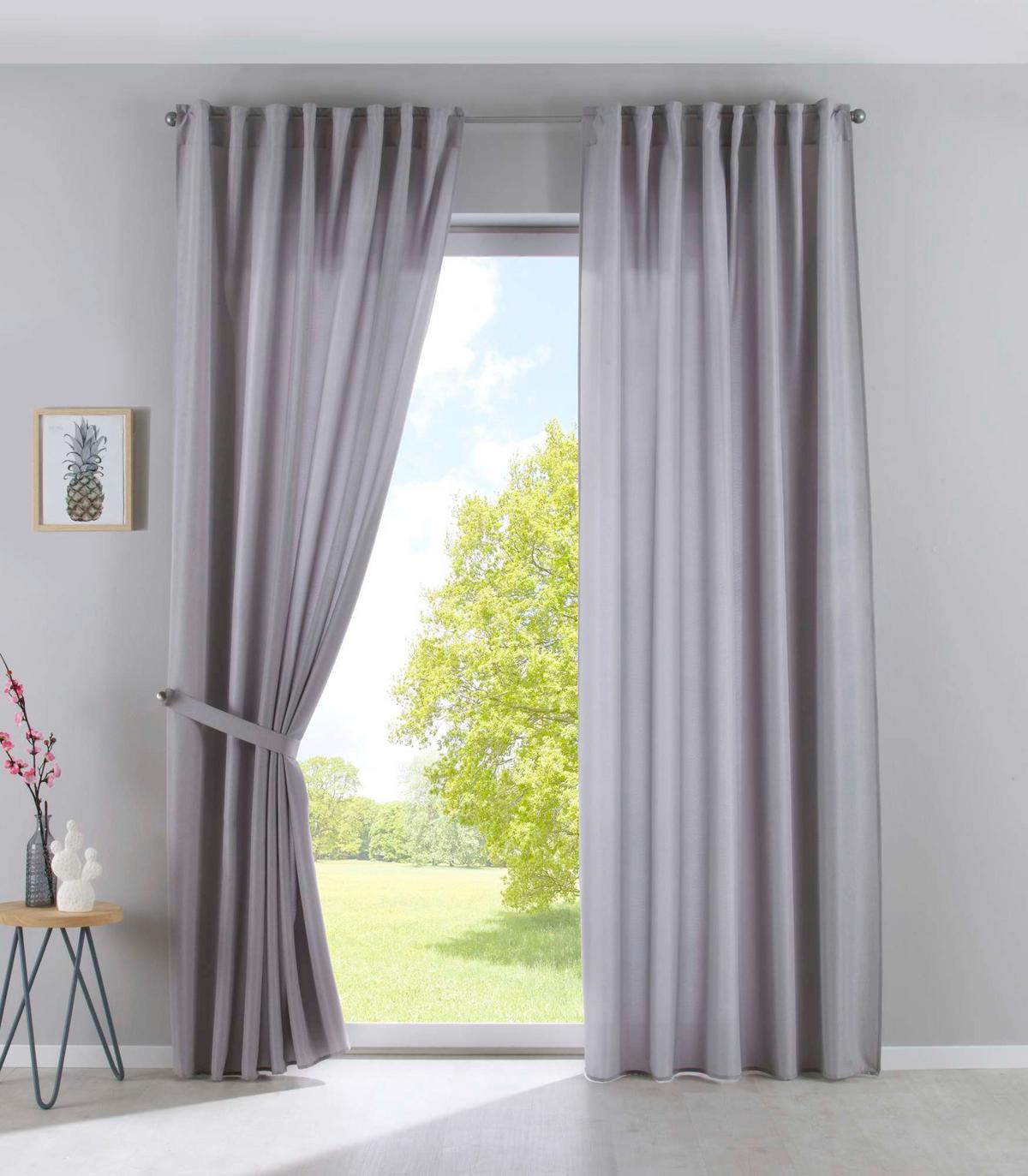 SCHLAUFENGARDINE 2ER SET »Jena« HxB 225x140 cm Silber - Silberfarben, Textil (140/225cm) - Gardinenbox