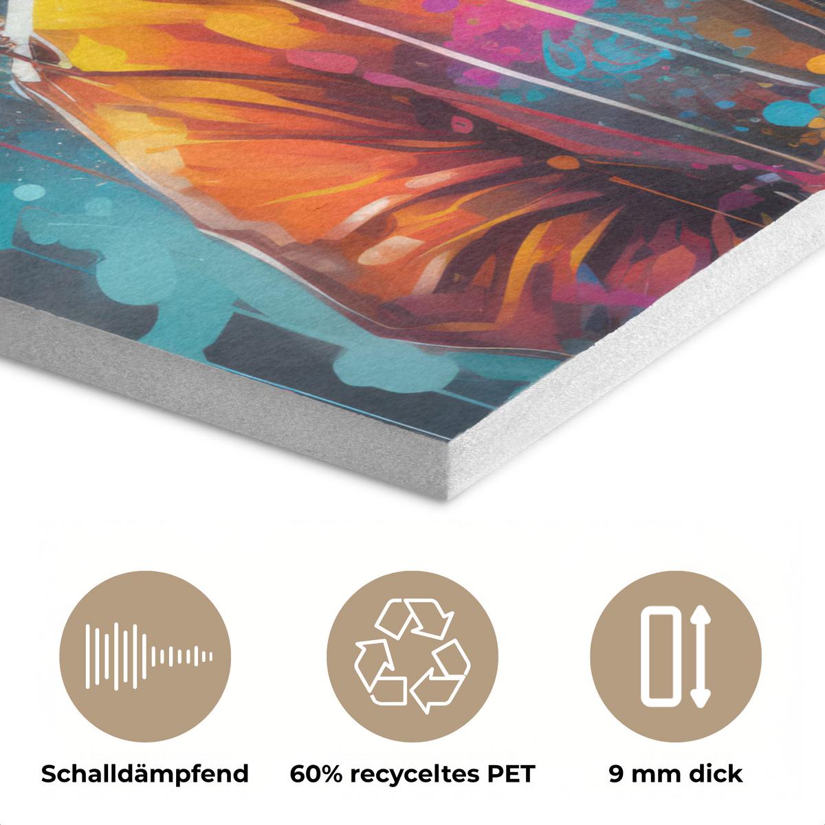AKUSTIKBILD Panda - Jacke - Graffiti - Orange Wandbilder 60x60 cm - Orange, Kunststoff (60/60/0.9cm) - MuchoWow